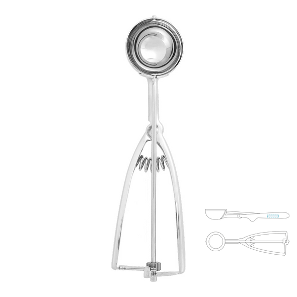 Pinsetit ruostumattomasta teräksestä valmistetuille jäätelöpalloille